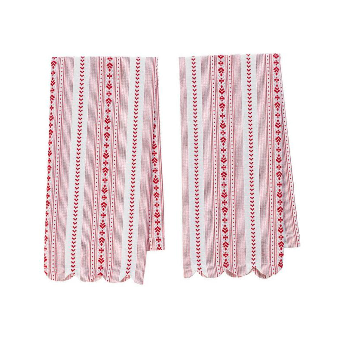 Villa Stripe Kitchen Towel, Set of 2 in Ruby