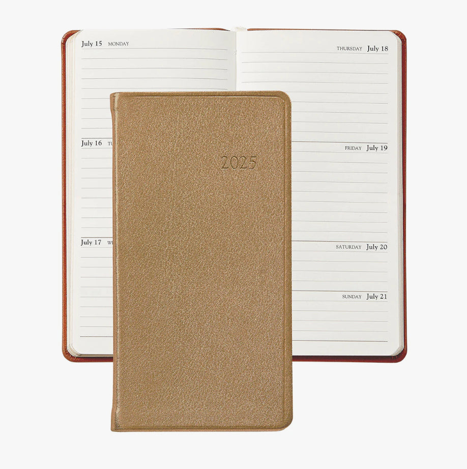 2025 6" Goatskin Leather Pocket Datebook