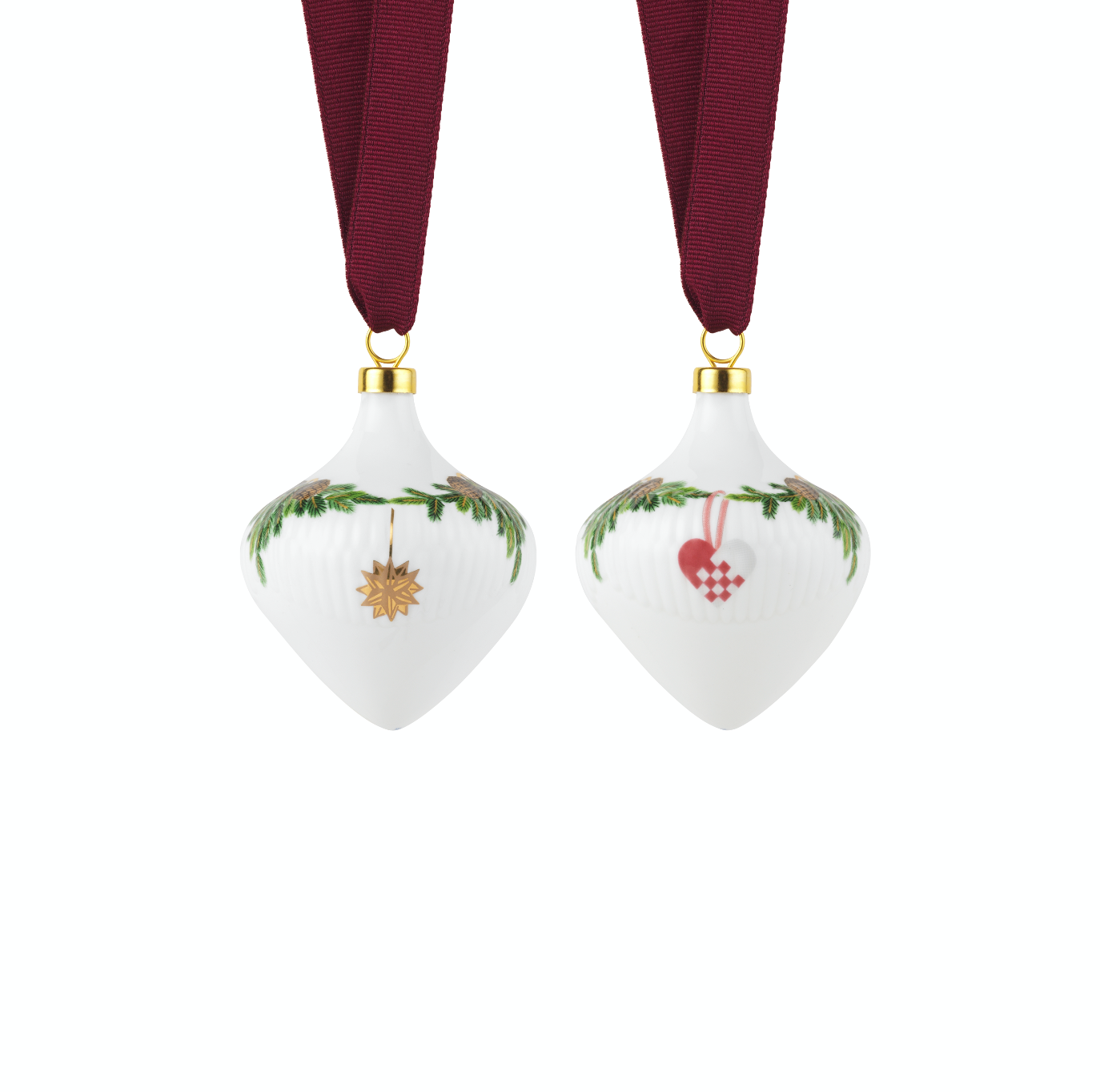 Star Fluted Christmas Ornament Set, Set of 2