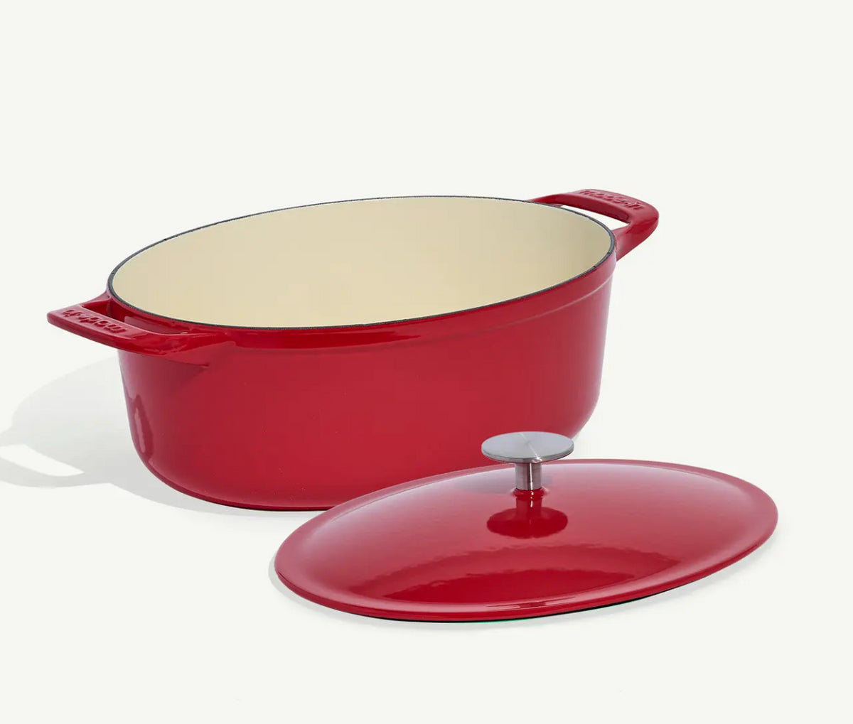 Oval Enameled Cast Iron Dutch Oven in Made In Red