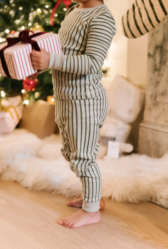 Ribbed Toddler Pajama in Stripes Away Evergreen