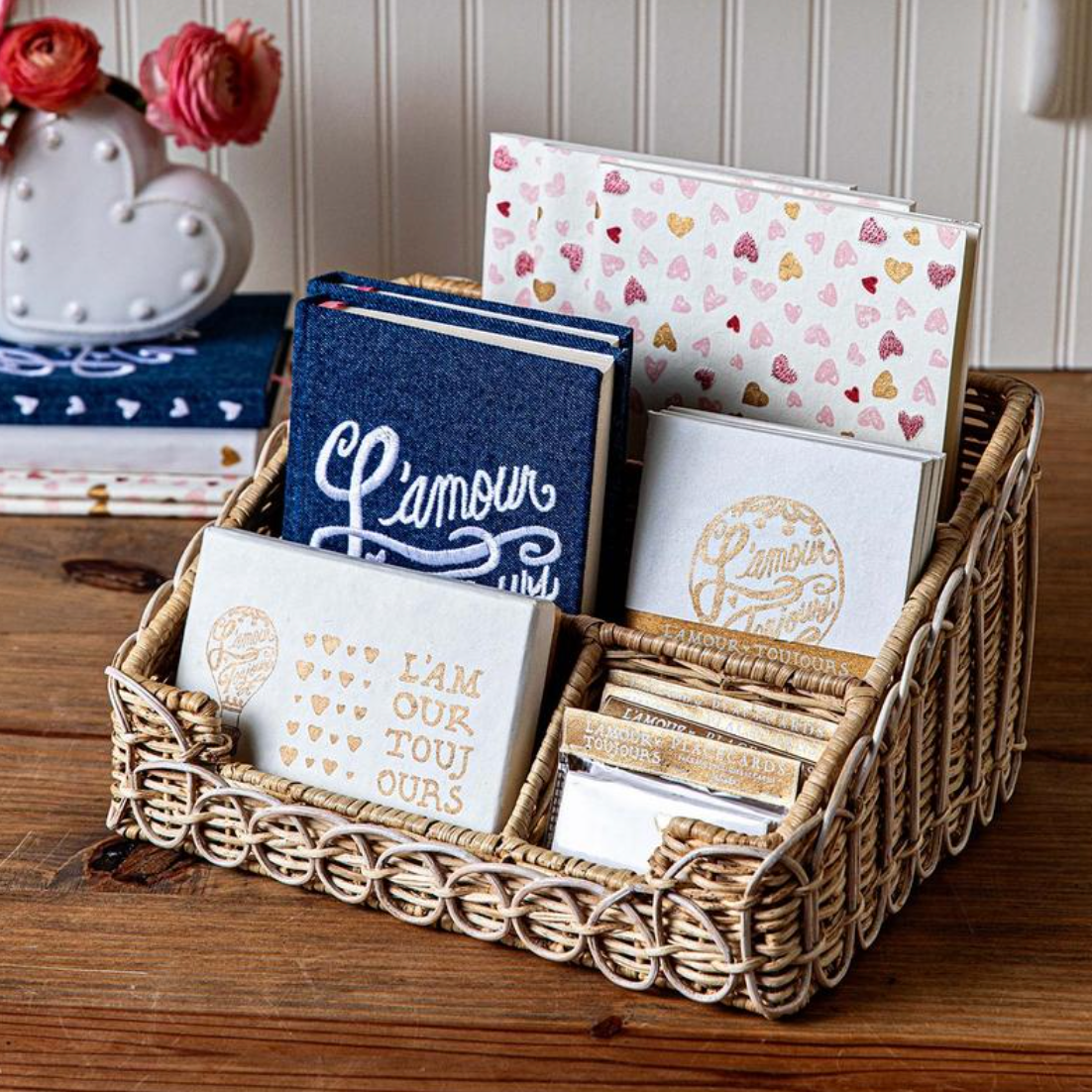 Provence Rattan Stationery Holder in Whitewash