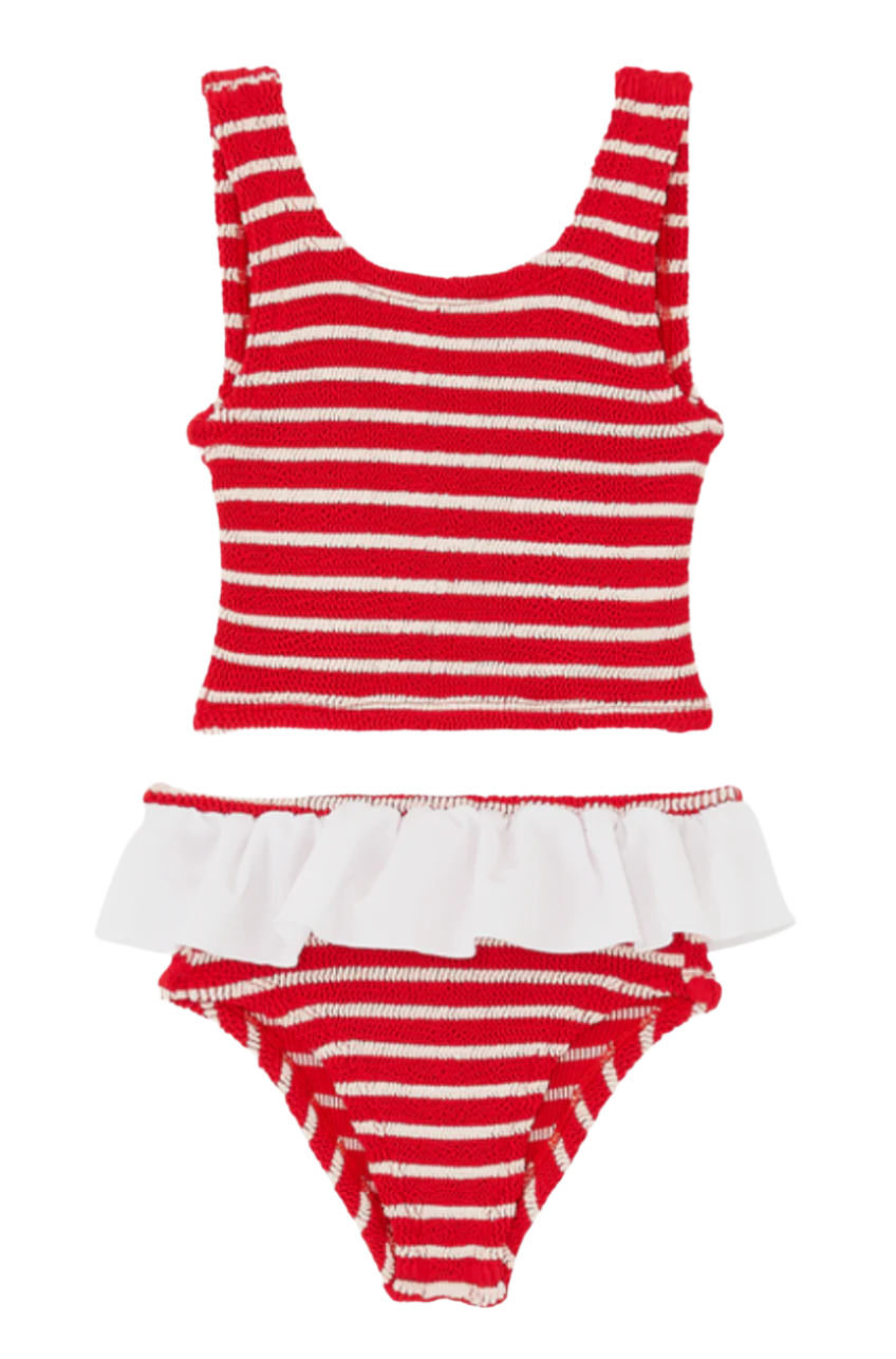 Kids Olive Bikini in Red/White Stripe