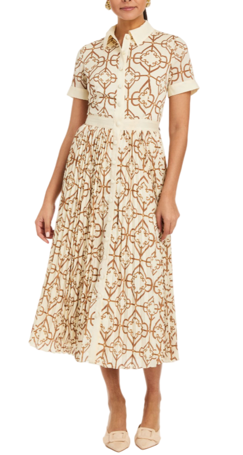 Billie Collared Shirt Dress in Quatrefoil Tile