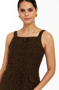 Espresso Midi Dress in Chestnut Gold