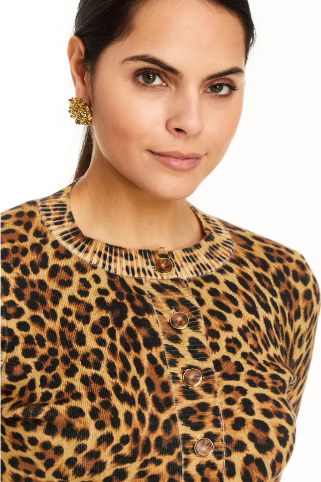 Isabel Cardigan in Leopard Brown