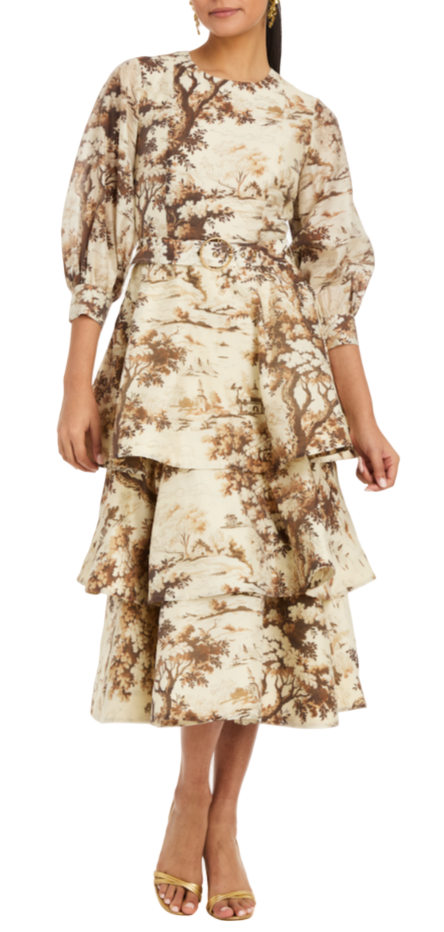Rhonda Convertible Midi Dress in Chestnut Toile