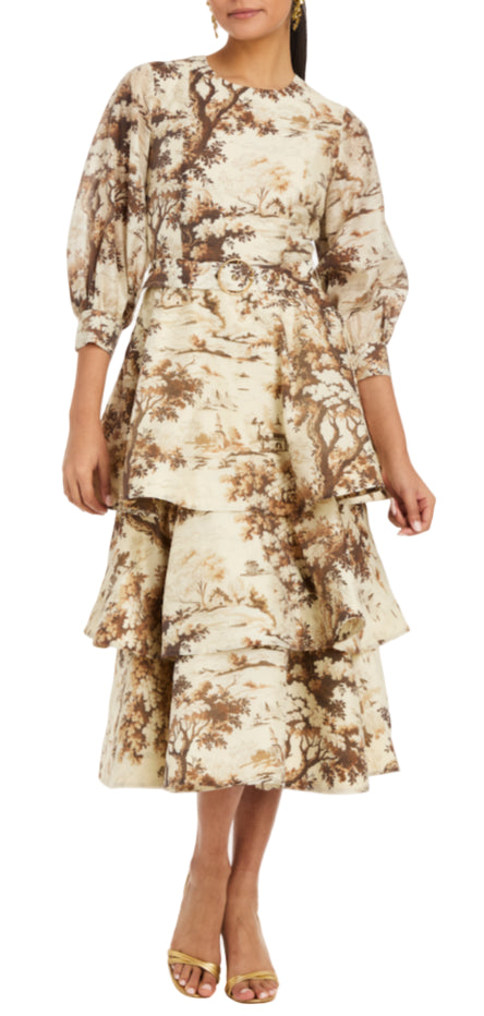 Rhonda Convertible Midi Dress in Chestnut Toile
