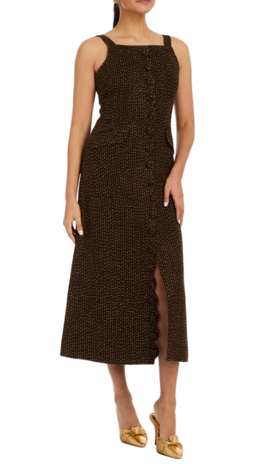 Espresso Midi Dress in Chestnut Gold