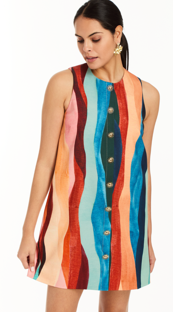Tuesday Shift Mini Dress in Abstract Autumn