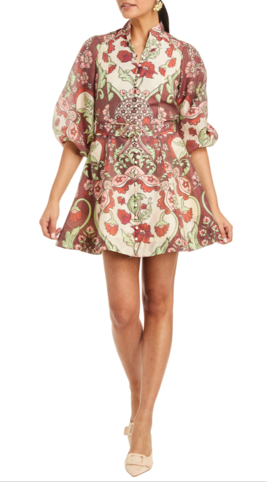 Valencia Mini Dress in Jardin Rose