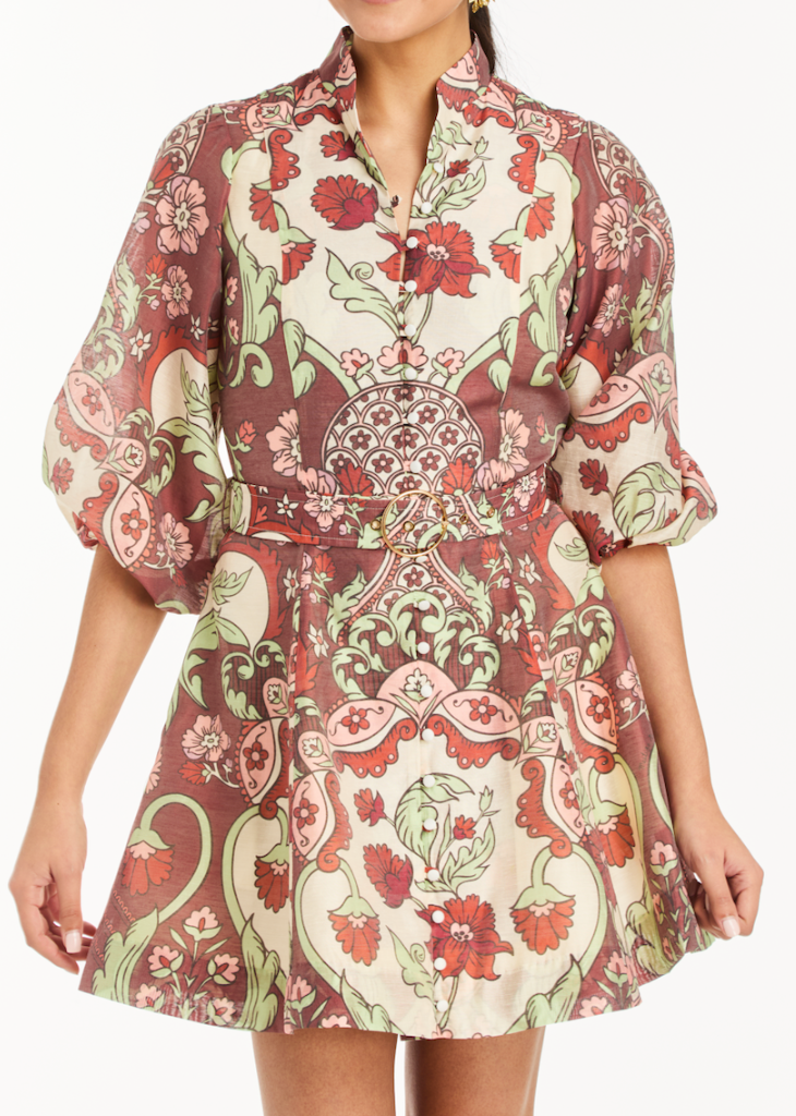 Valencia Mini Dress in Jardin Rose