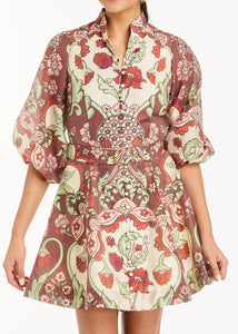Valencia Mini Dress in Jardin Rose