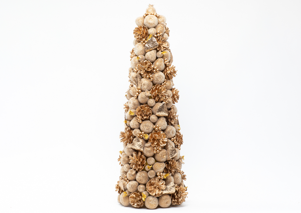 18" Ivory & Gold Beaded Fruit Tree