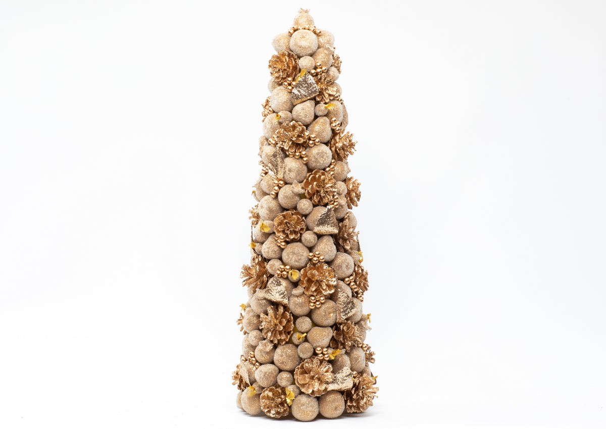 18" Ivory & Gold Beaded Fruit Tree