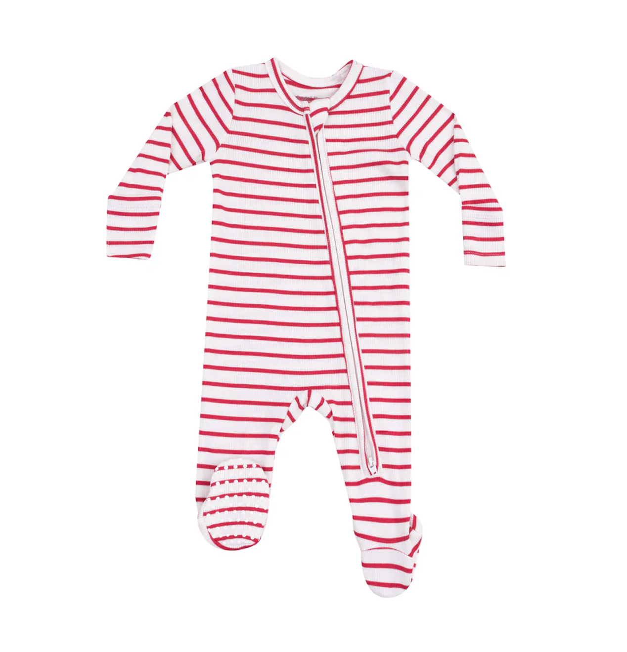 Angel Dear Stripe Vintage Red 2 Way Zipper Footie