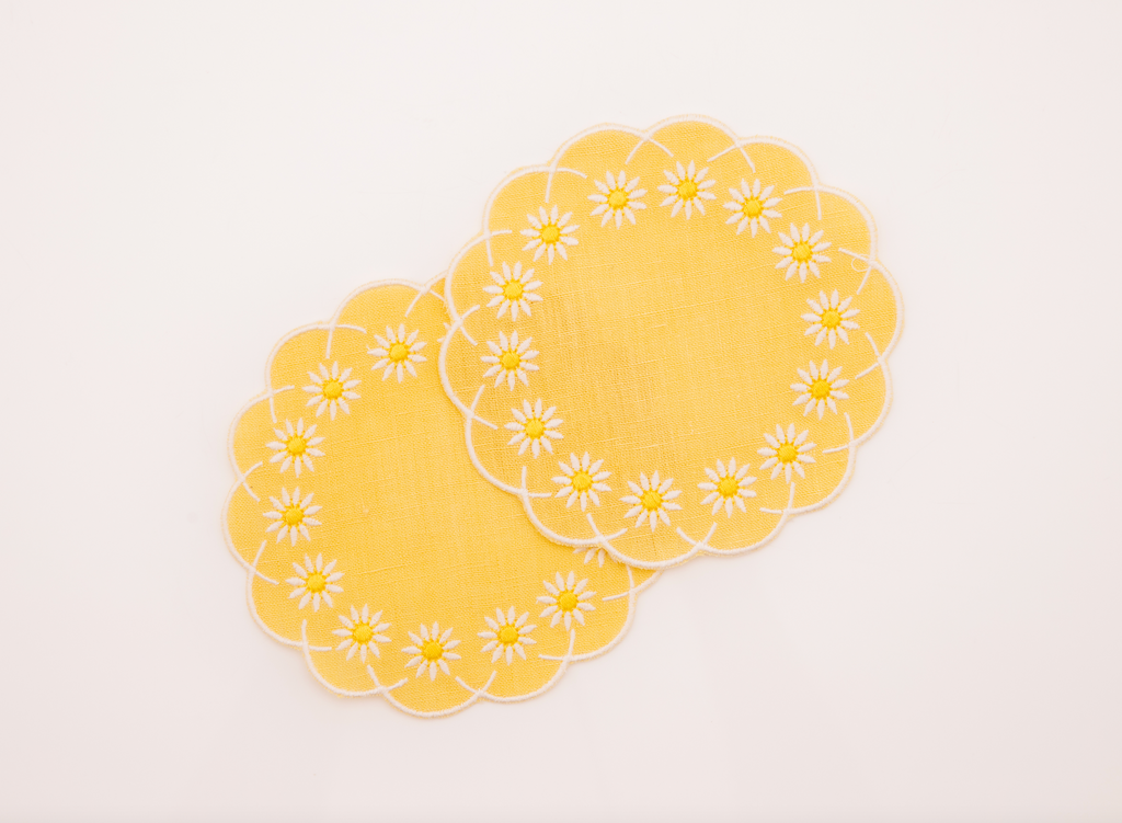 Daisy Coaster in Yellow, Set of 4
