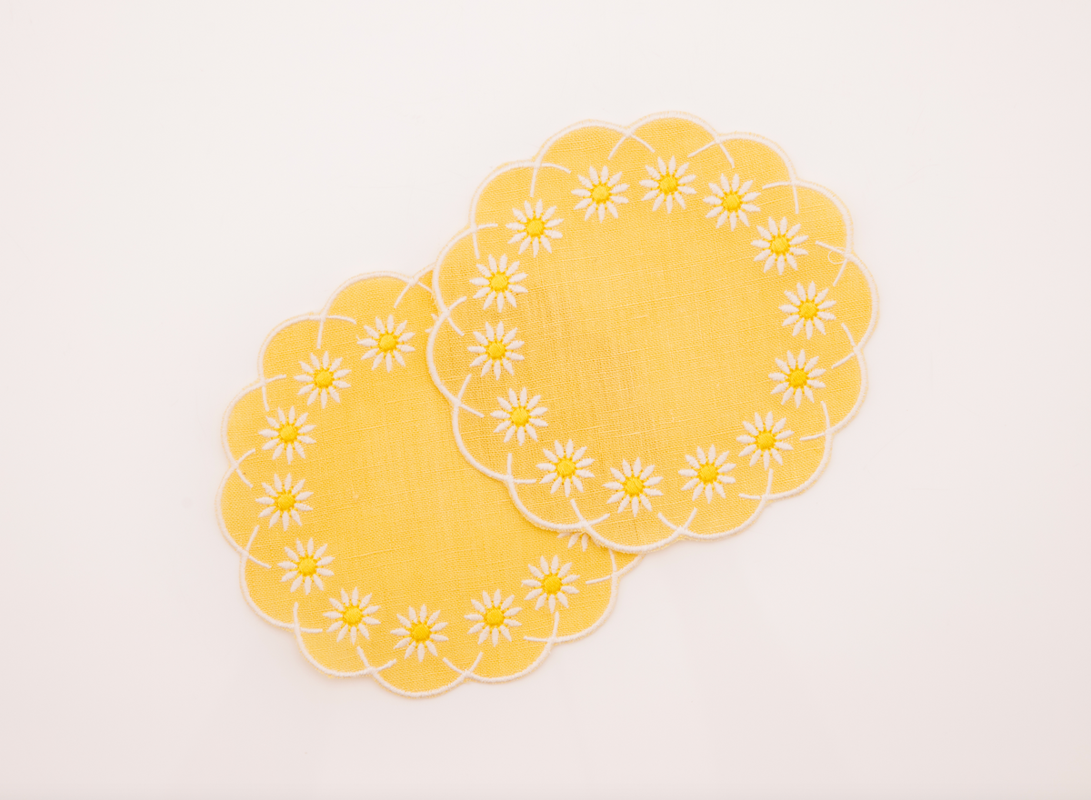 Daisy Coaster in Yellow, Set of 4