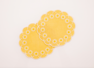 Daisy Coaster in Yellow, Set of 4