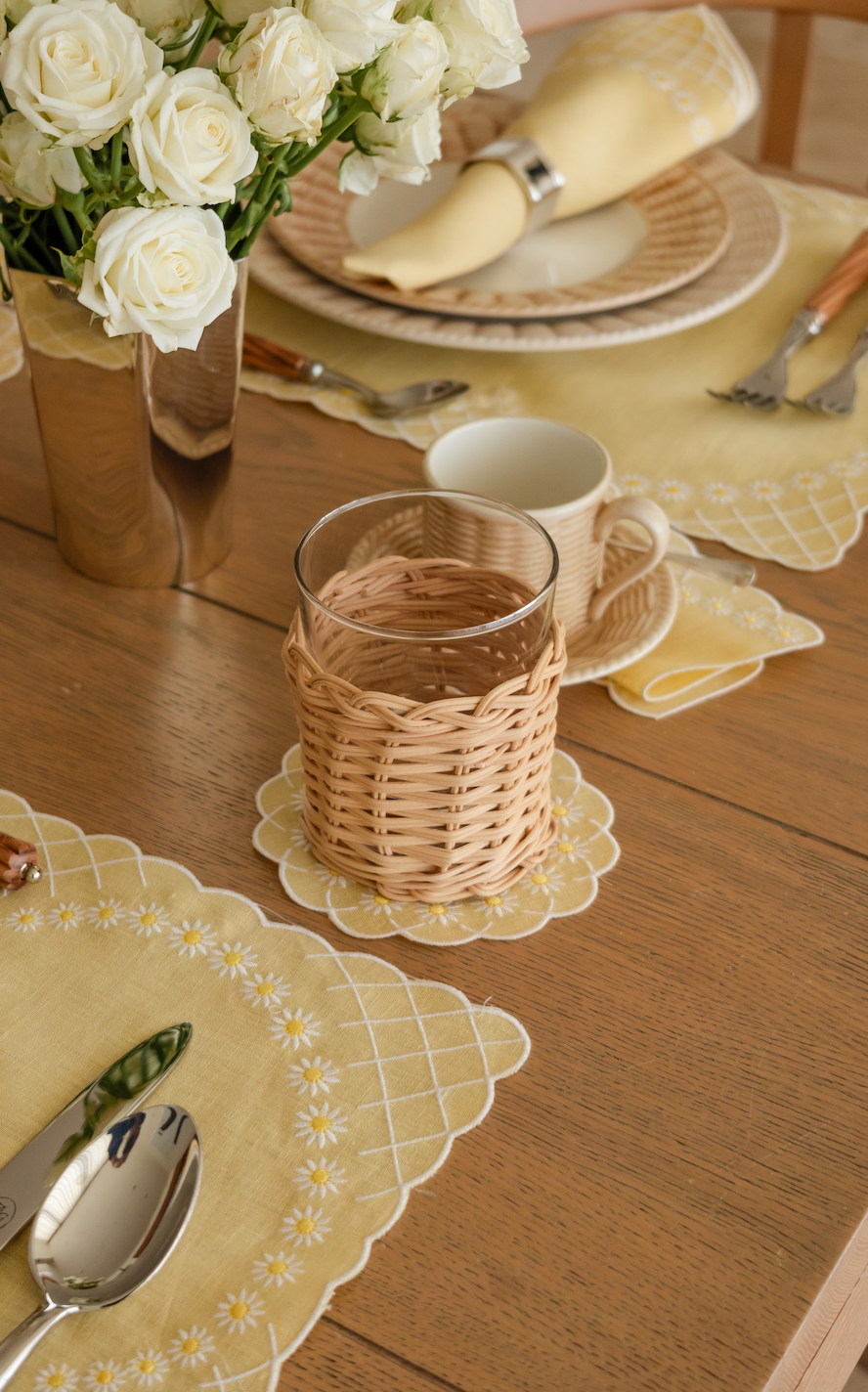 Daisy Coaster in Yellow, Set of 4