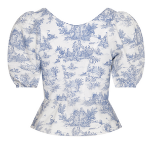 Roya Bodice in Toile de Jouy Blue