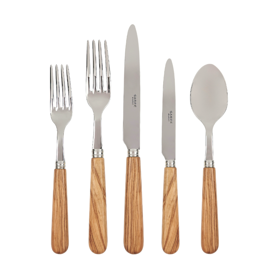 Classic Olive Wood Cutlery, Set of 5