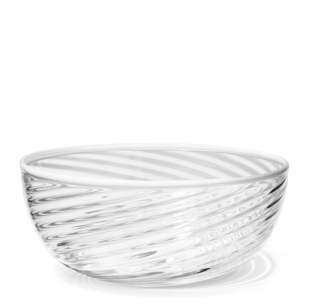 Clementina Swirl Texture Large Bowl with White Rim