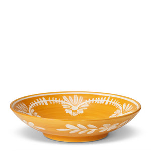 Serving Bowl With White Floral Trim in Marigold