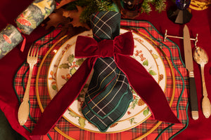 Burgundy Velvet Napkin Bows, Set of 4