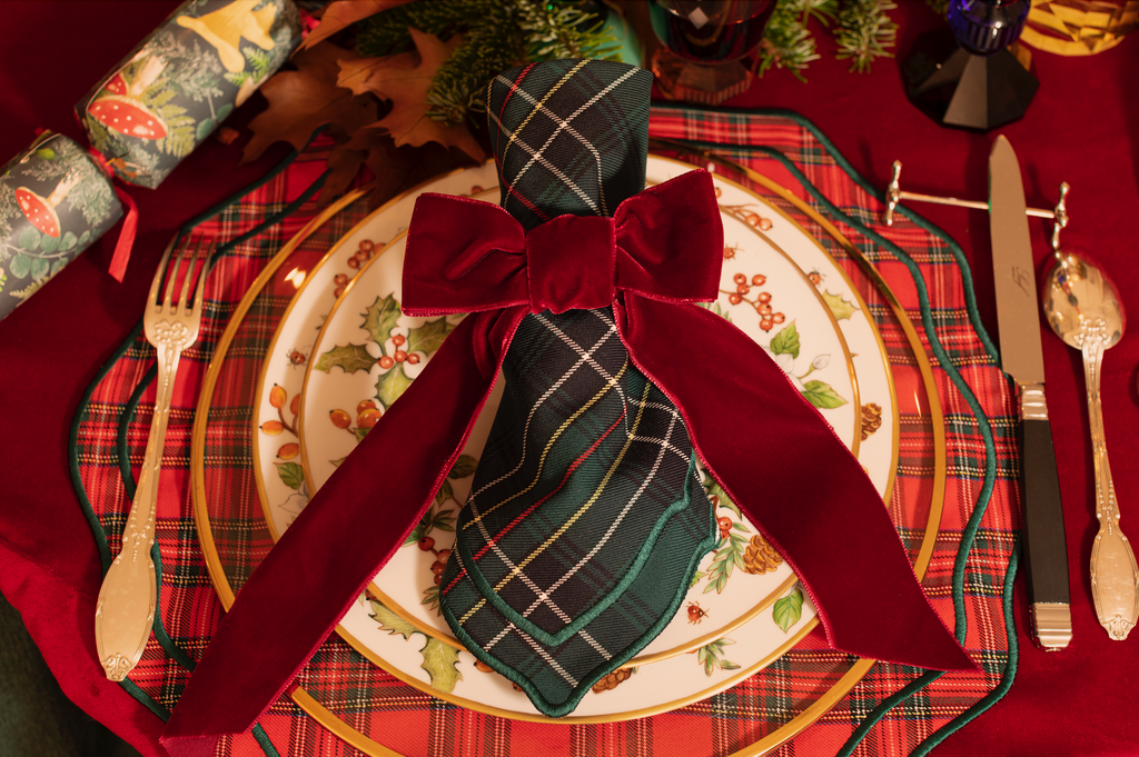 Stucco Red Tartan Napkin and Placemat, Set of 2