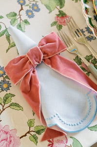 Pink Velvet Napkin Bows, Set of 4