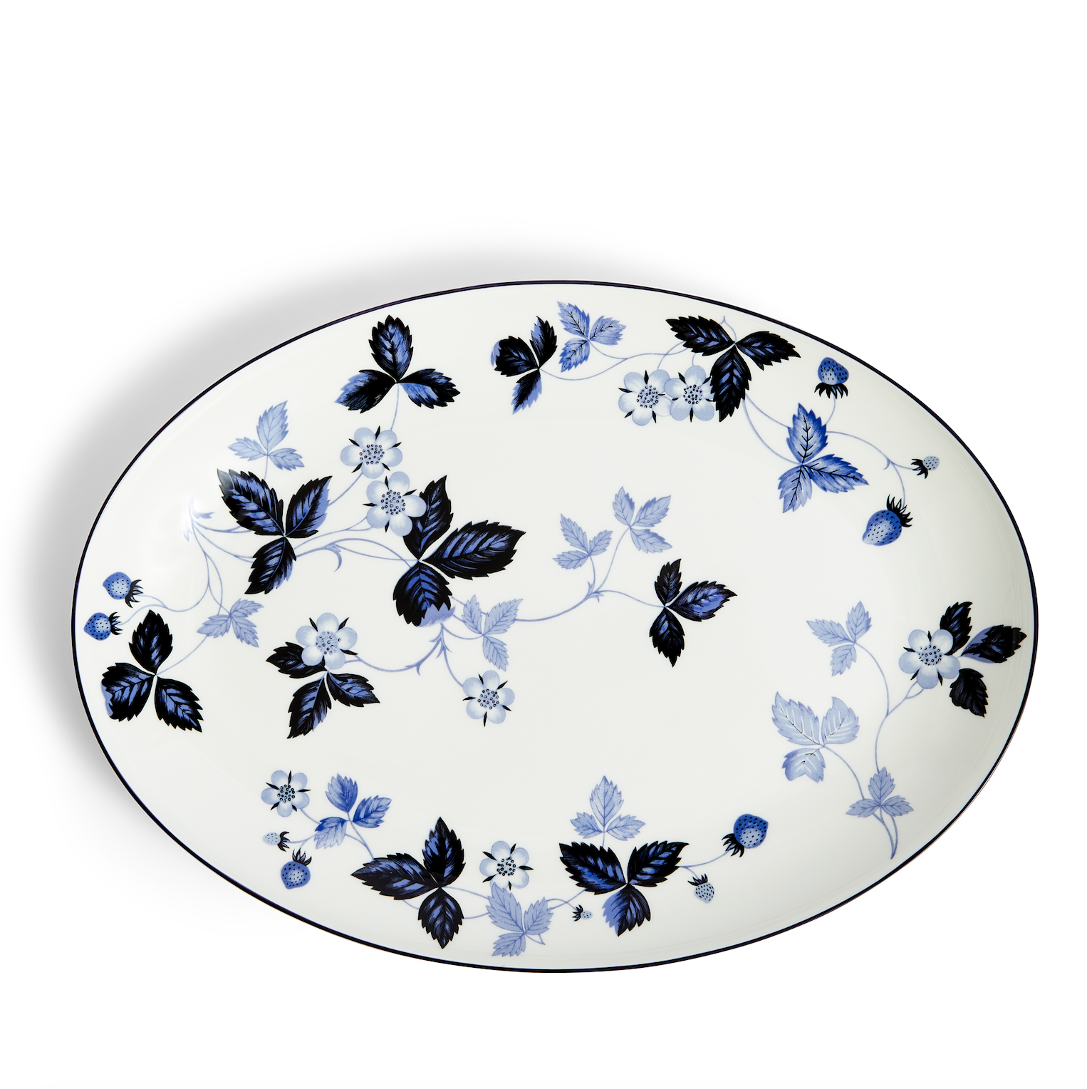 Wild Strawberry Inky Blue Oval Serving Plate 11.7in