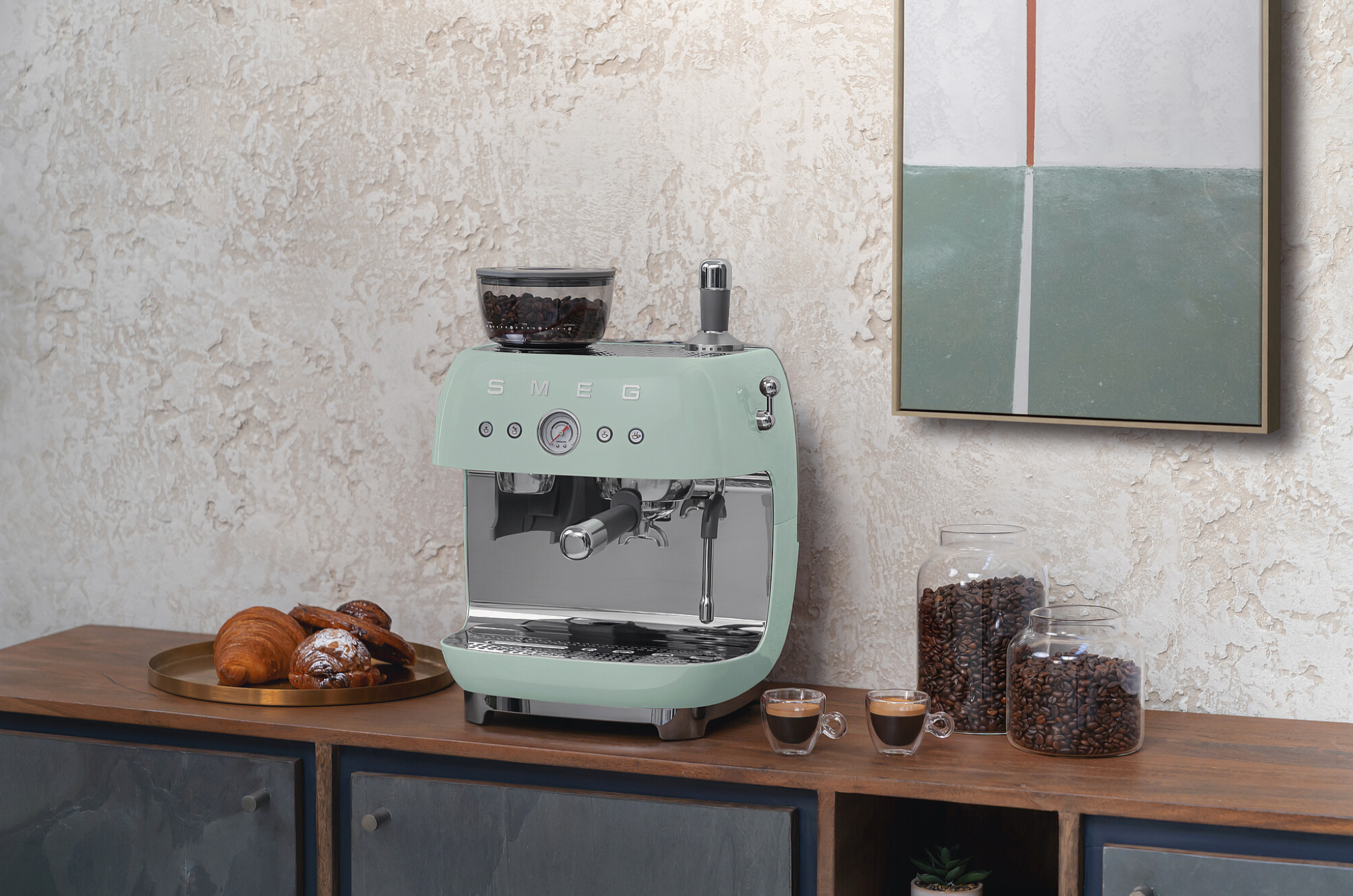 Semi-Automatic Espresso Machine EGF03 in Pastel Green