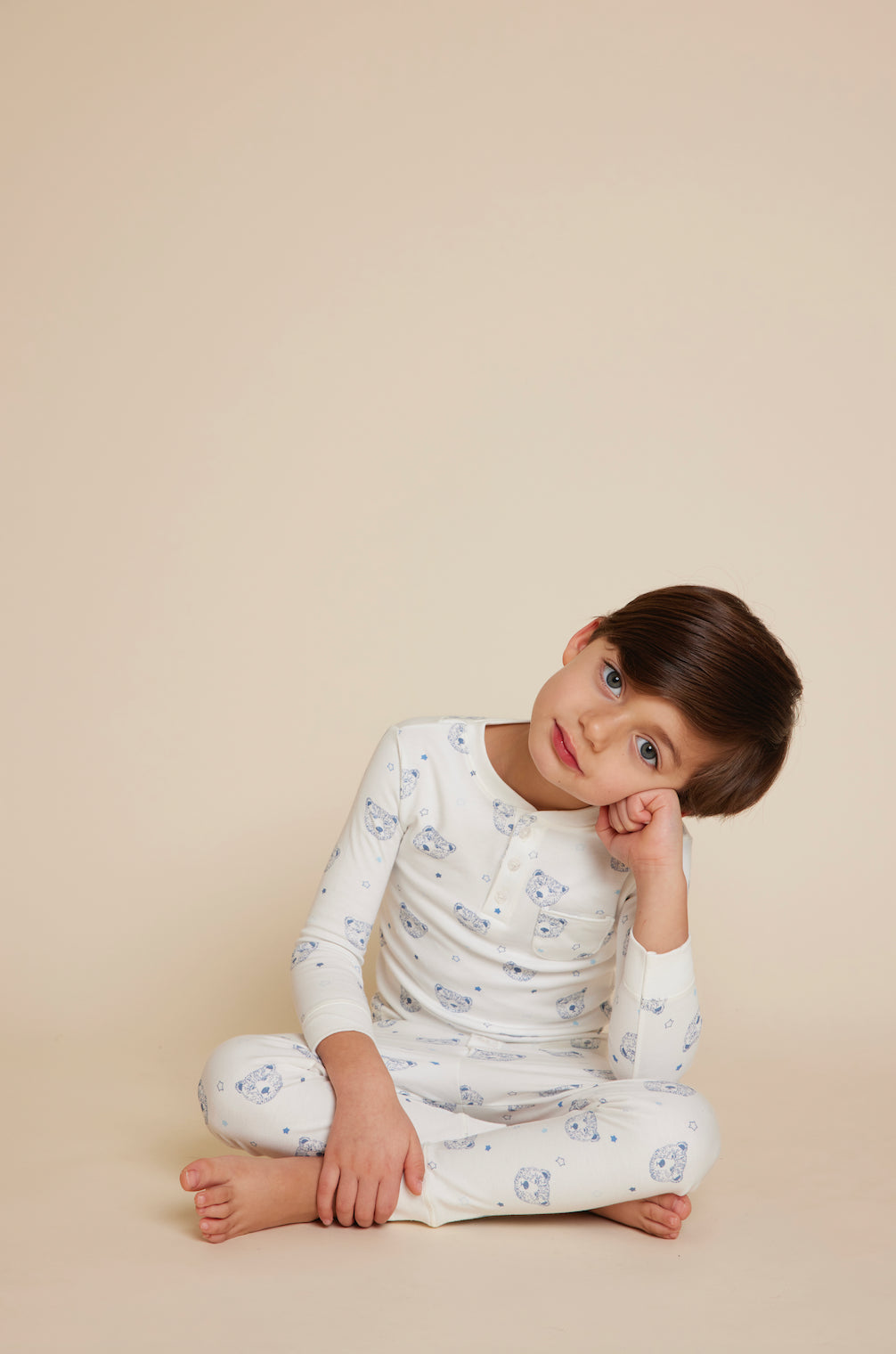 Bear Print Pajama in Child Blue