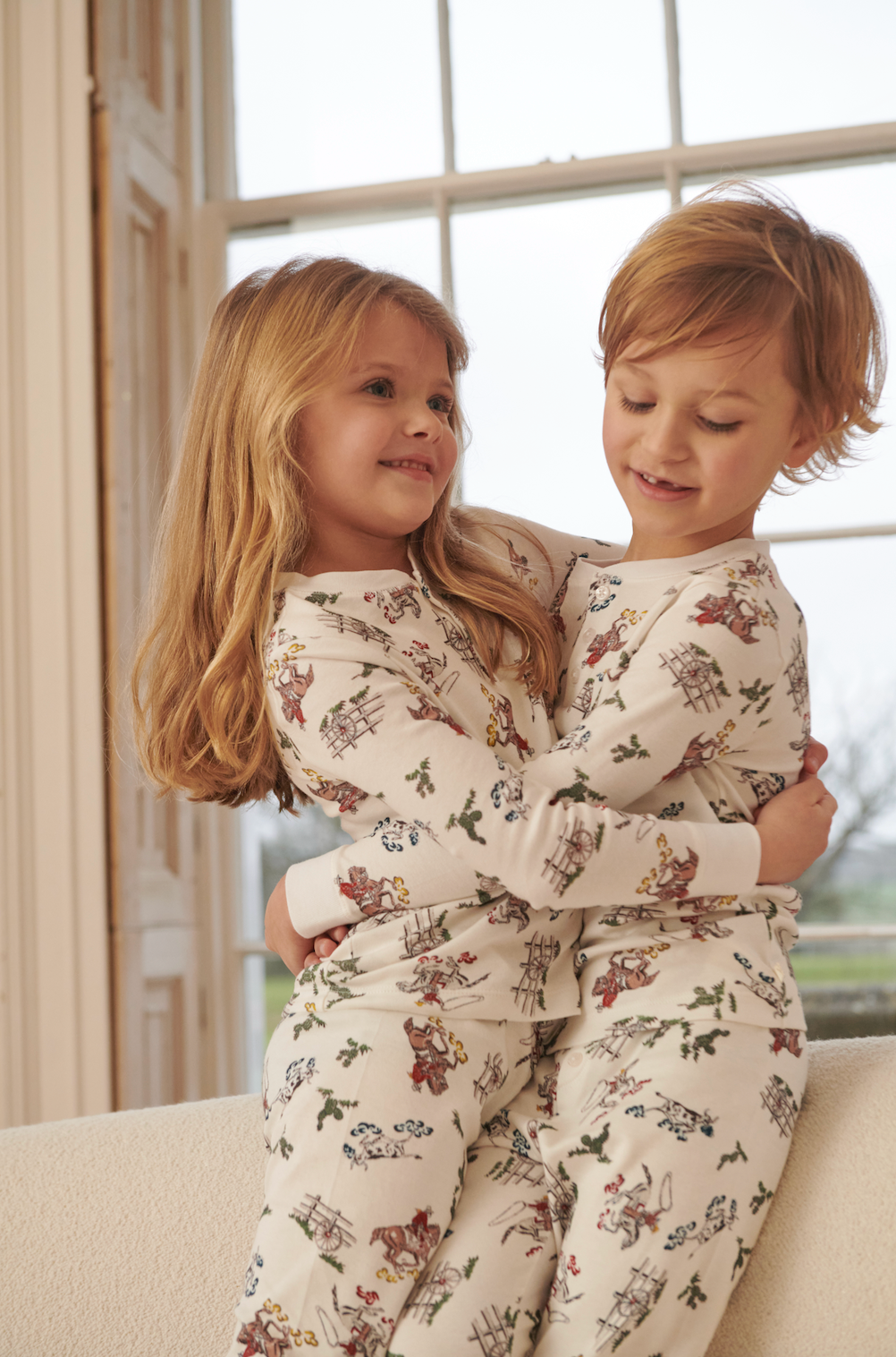 Children's Cowboy Pajamas in Cream