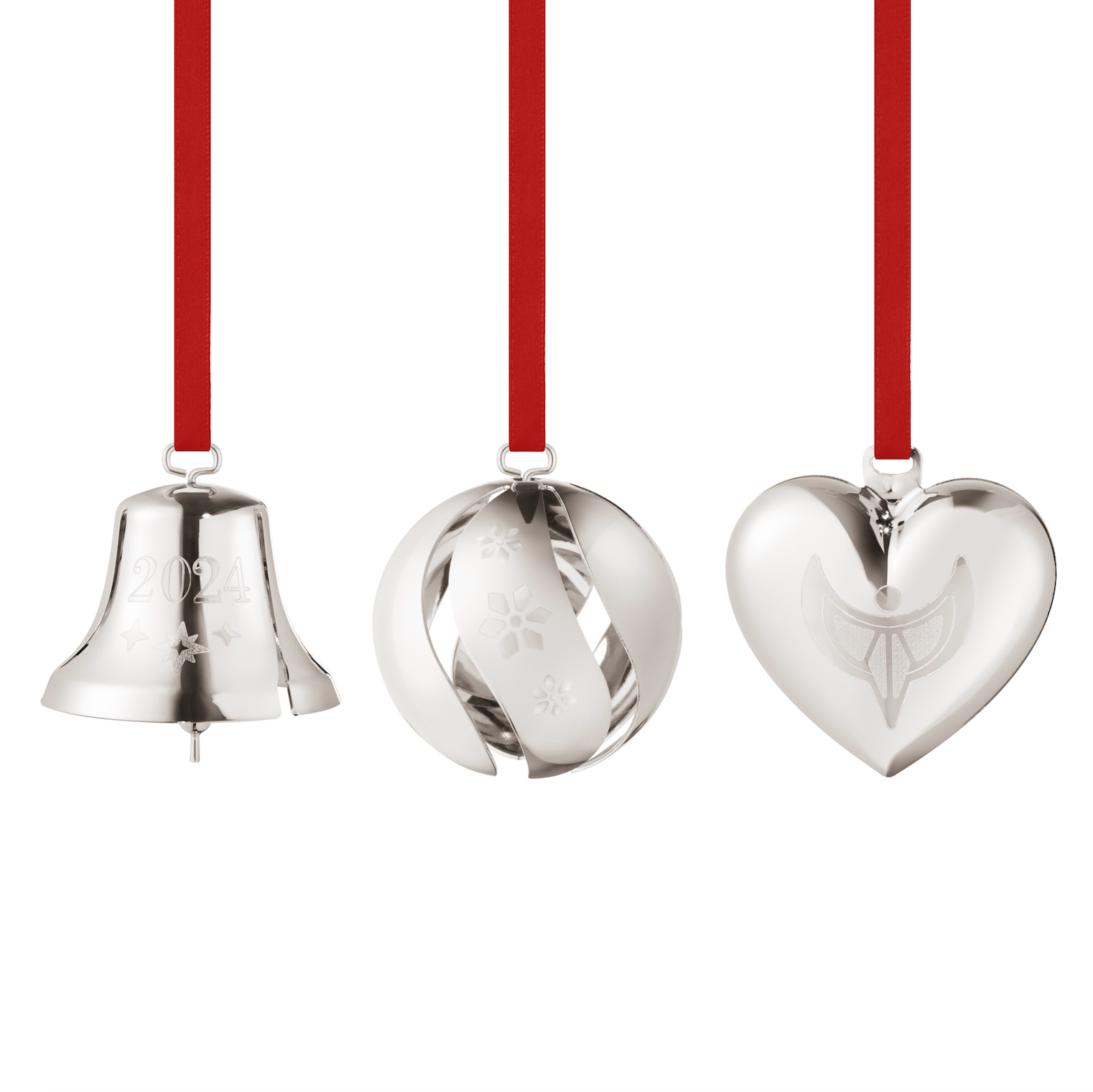 2024 Gift Set Bell Ball Heart, Set of 3 Palladium Plated