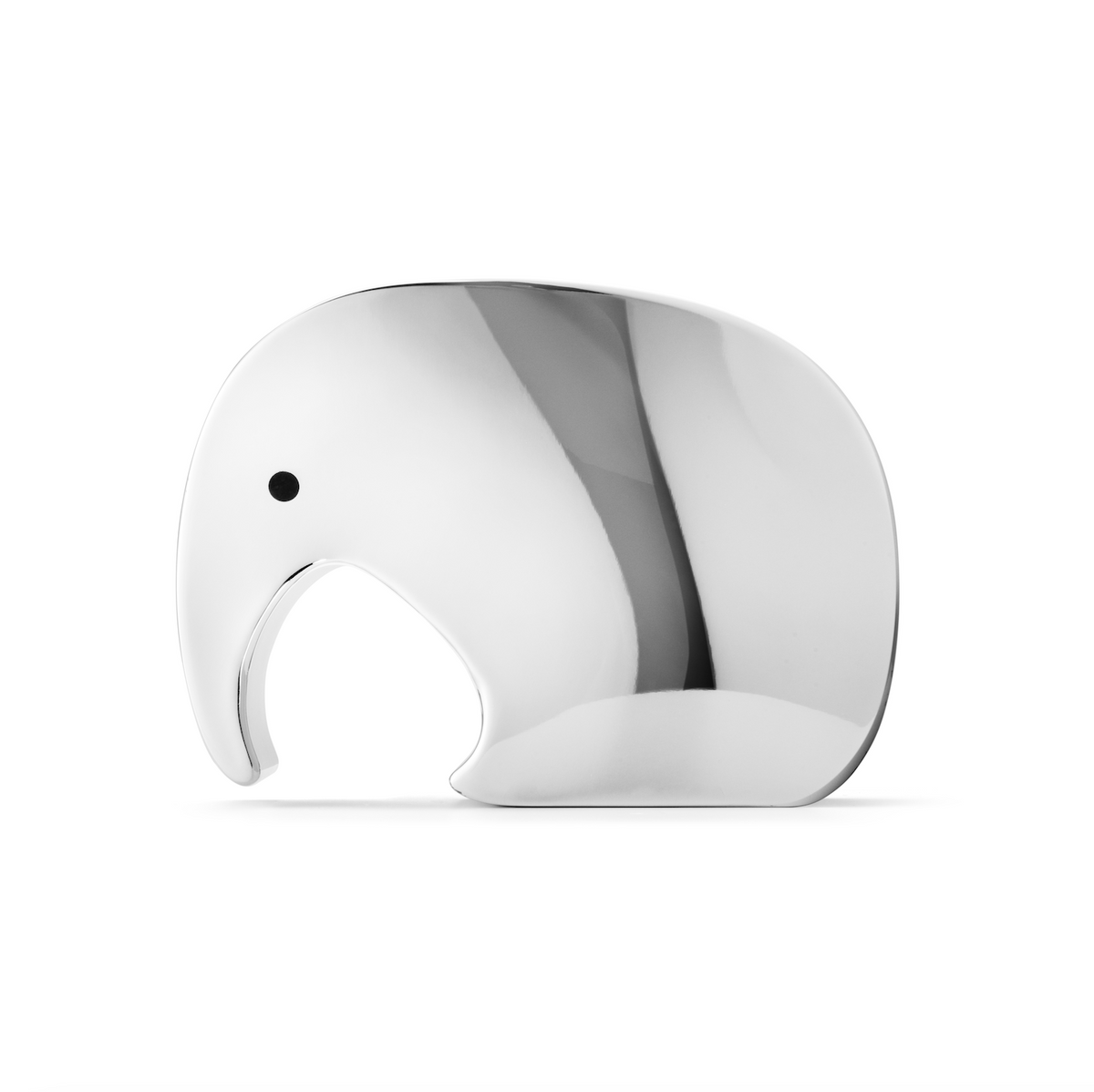 Side view of Moneyphant showcasing its mirror polish stainless steel finish on a white background