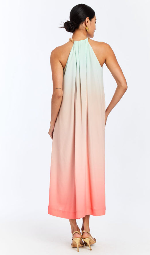 Bijou Halter Dress in Coastal Ombre