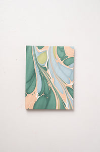 Hand Marbled Picture Frame Folding Book in Green and Pink