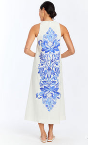 Farfalle Midi Dress in Mermaid Blue
