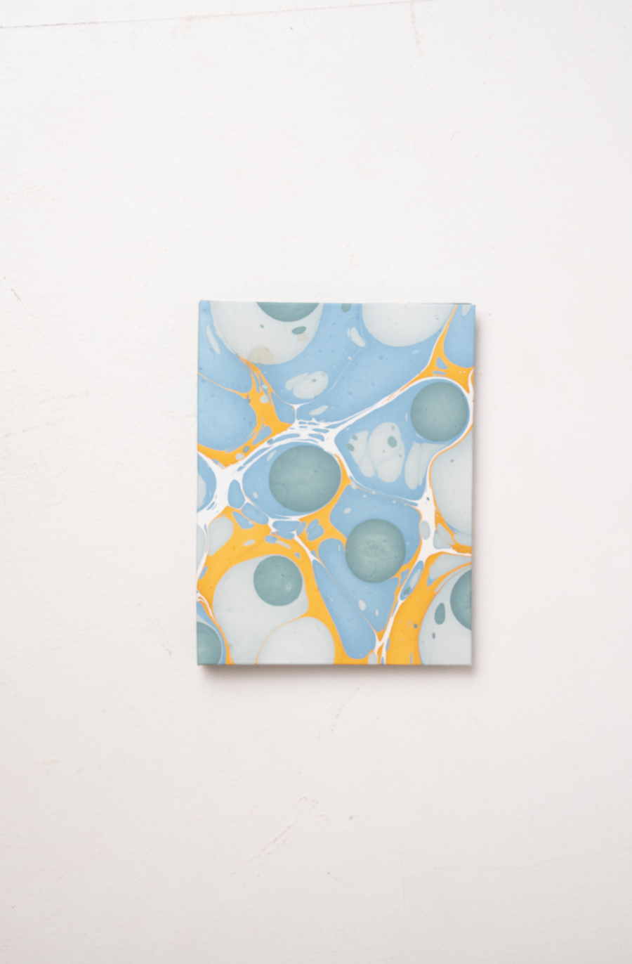 Hand Marbled Picture Frame Folding Book, 4x6 in Grey and Blue