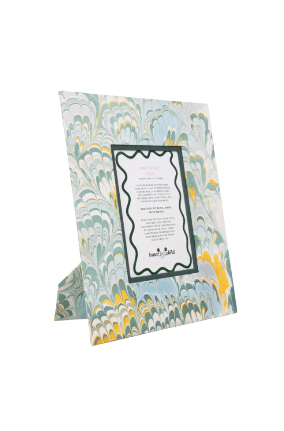 Blue Hand-Marbled Large Wall Picture Frame, 5x7