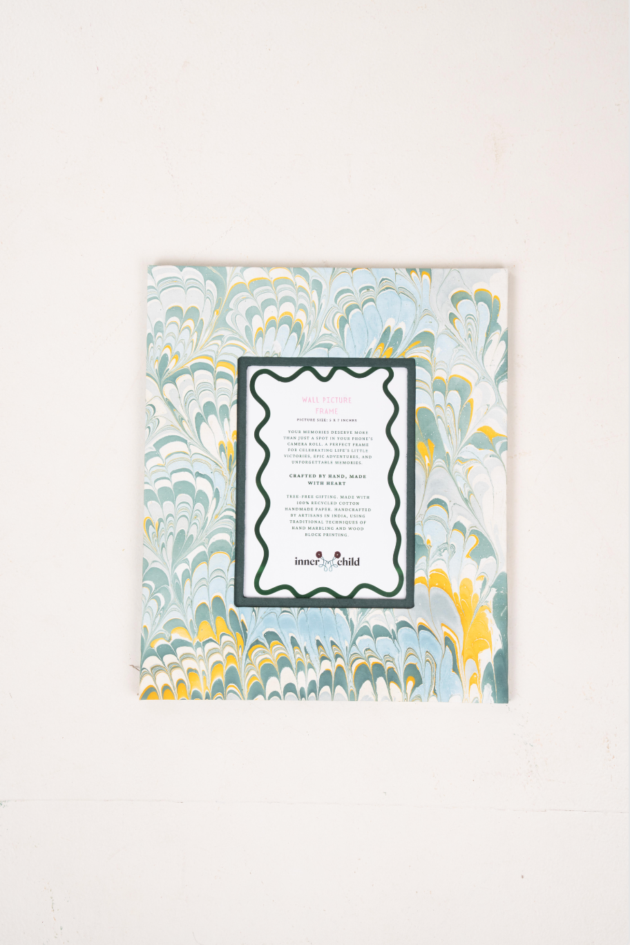 Blue Hand-Marbled Large Wall Picture Frame, 5x7
