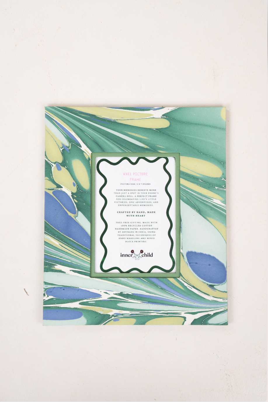 Green and Blue Hand-Marbled Large Wall Picture Frame