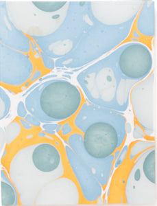 Hand-Marbled Picture Frame Folding Book 4x6 in Grey & Blue