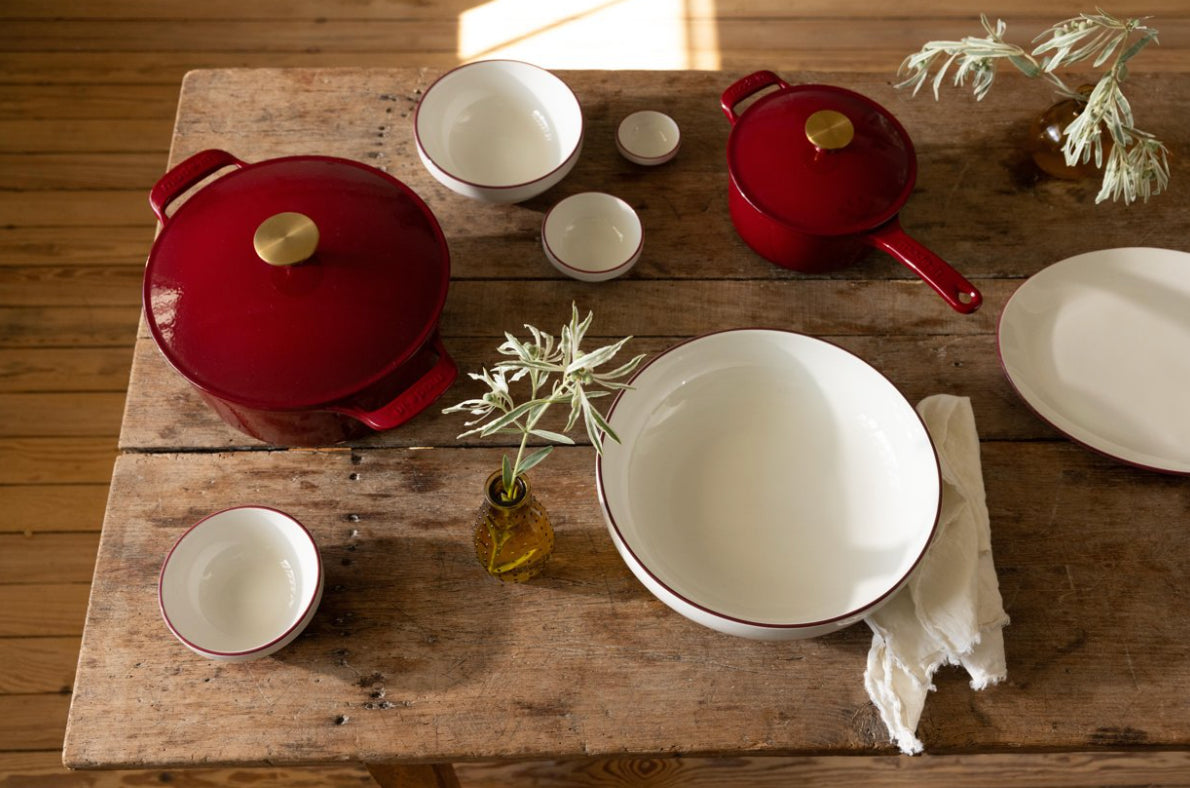 Enameled Cast Iron Saucepan in Made In Red