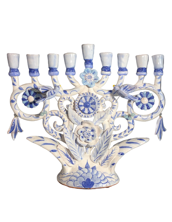 Menorah Blue and White