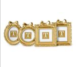 Vintage Gold Mini Photo Frame with Accent Bow, Set of 4