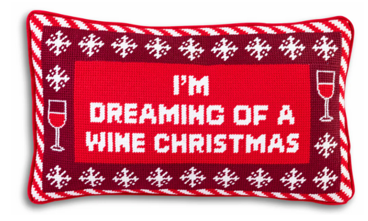 Dreaming of Wine Needlepoint Pillow