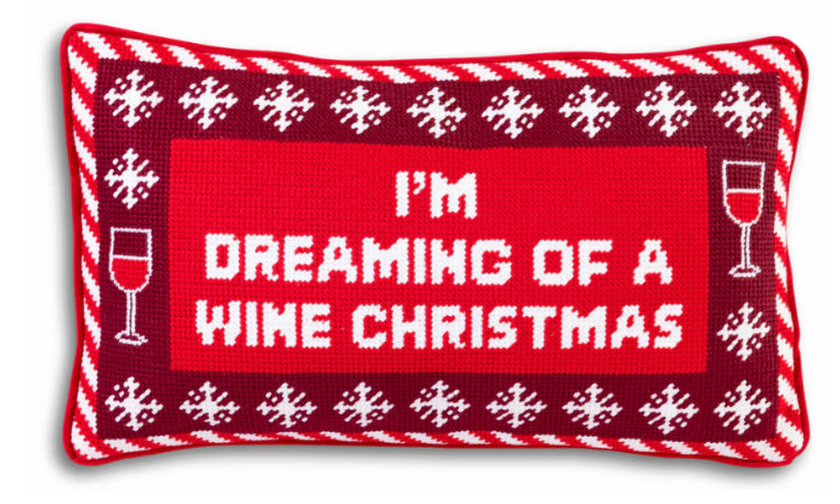 Dreaming of Wine Needlepoint Pillow